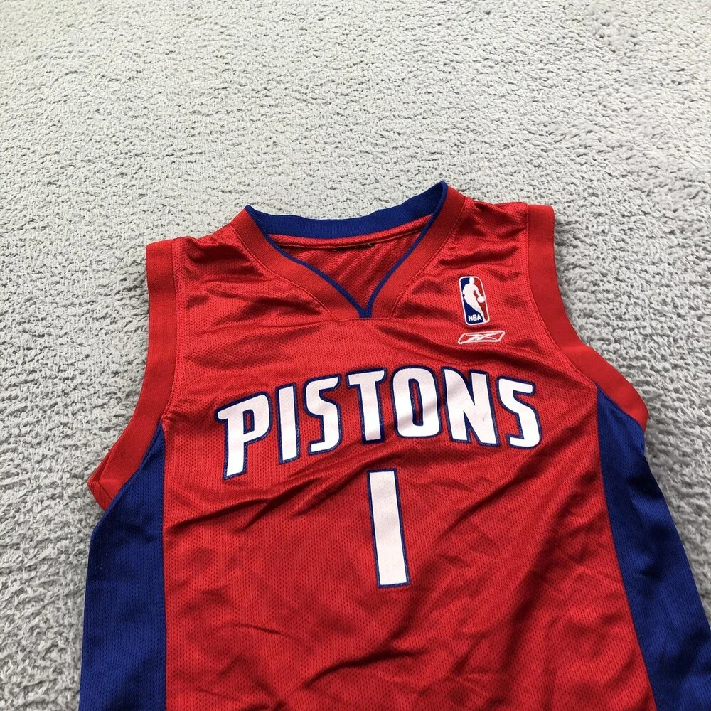 Detroit Pistons Jersey Boys Small Red NBA Basketball Reebok Chauncey Billups 1